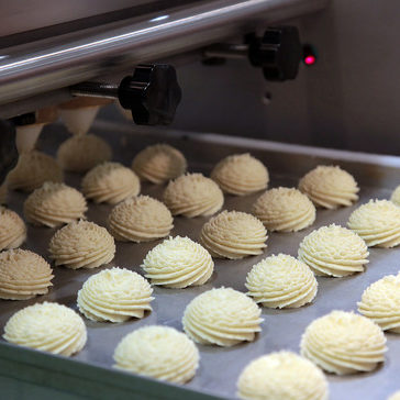 Production Cookie in Factory on the Automatic Transfer Technological Line